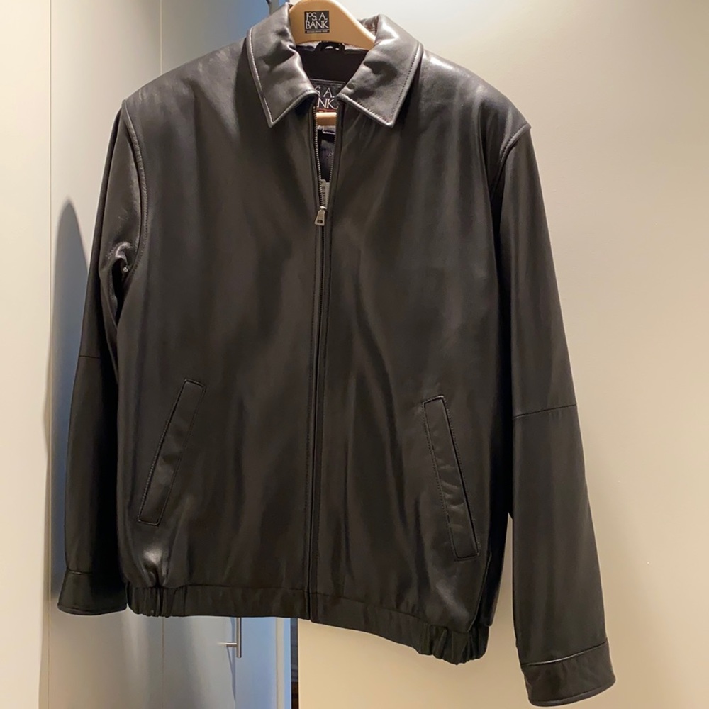 Jos. A. Bank black  leather jacket, large